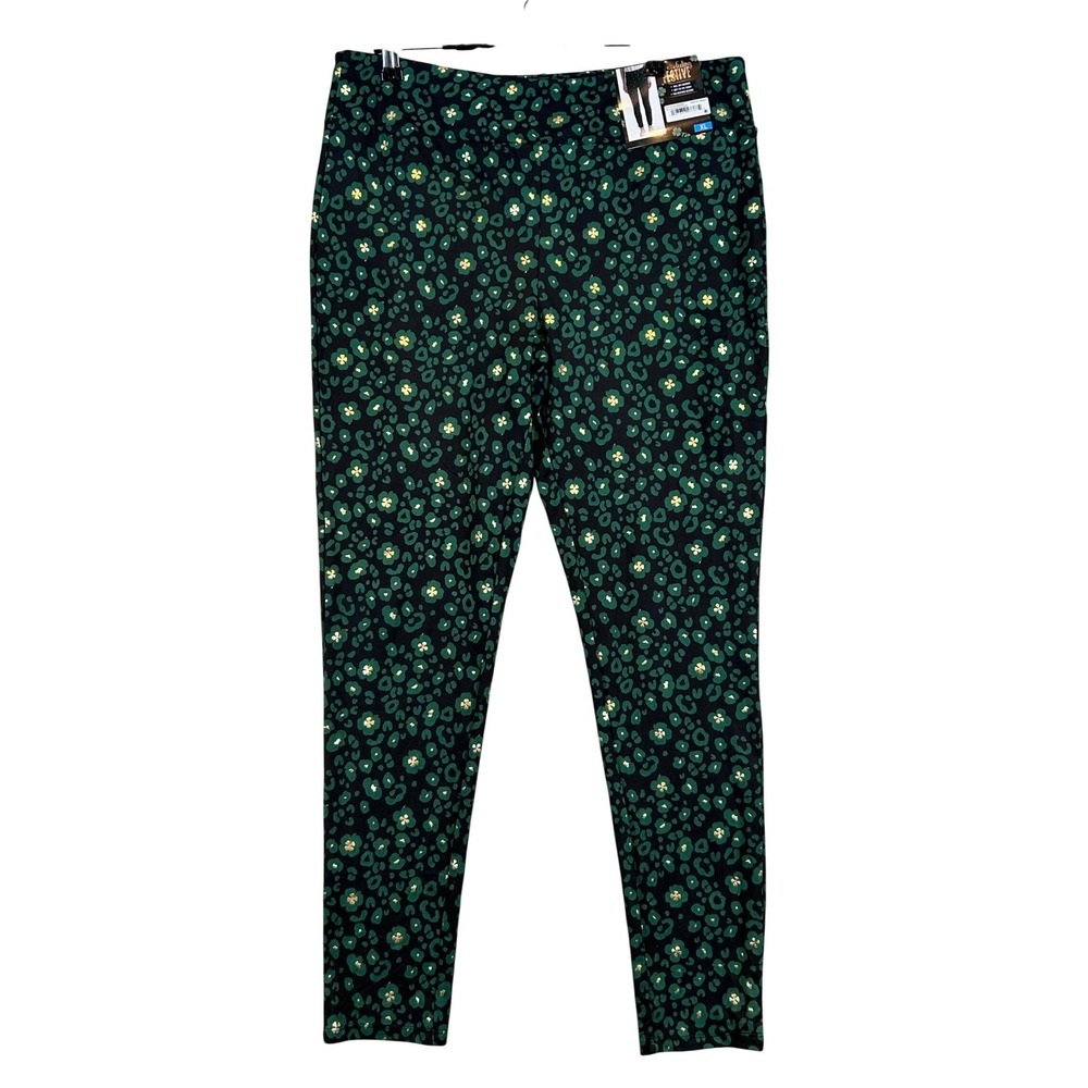 NWT‎ Feeling Festive Womens XL St Patricks Day Green Leopard Shamrock Leggings